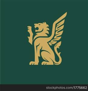 Luxury heraldic Royal Lion King logo design, Vintage Crest luxury logo vector illustration
