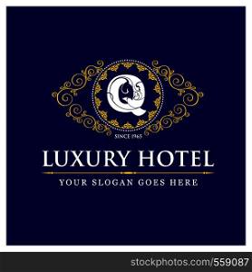 Luxury hotel design with logo and typography vector