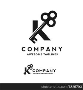 Luxury initial letter K and key monogram color logo vector