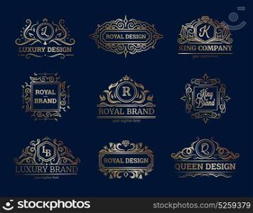 Luxury Labels Design Set. Luxury labels design set with premium quality symbols flat isolated vector illustration