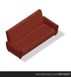 Luxury Leather Sofa. For Modern Room Reception. Luxury leather sofa. For modern room reception or lounge. Sofa in flat design. Living room house furniture. Detailed model illustration. Divan couch settee realistic objects. Vector illustration