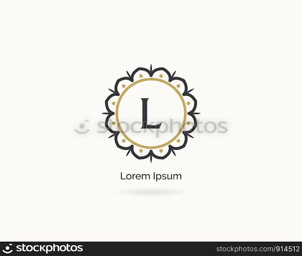 Luxury letter L monogram vector logo design. L letter mandala and ornamental logo. Cosmetic and beauty products icon