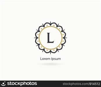 Luxury letter L monogram vector logo design. L letter mandala and ornamental logo. Cosmetic and beauty products icon
