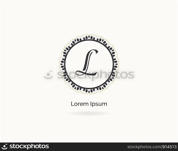 Luxury letter L monogram vector logo design. L letter mandala and ornamental logo. Cosmetic and beauty products icon.