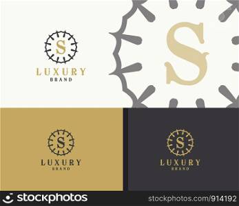 Luxury letter S monogram vector logo design. mandala and ornamental illustration. Cosmetics and beauty products icon.