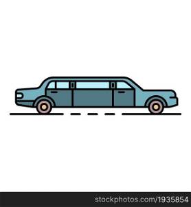 Luxury limousine icon. Outline luxury limousine vector icon color flat isolated. Luxury limousine icon color outline vector