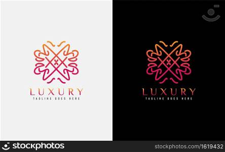 Luxury Logo Design. Elegant Symbol with Geometric Modern Lines Combination. Usable For Business, Community, Foundation, Services, Company. Vector Logo Design Illustration. Graphic Design Element