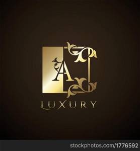 Luxury Logo Letter A Golden Square Vector Square Frame Design Concept.