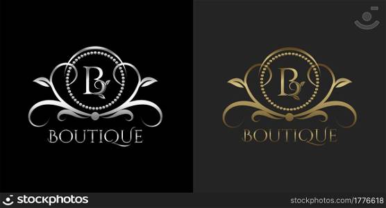 Luxury Logo Letter B Template Vector Circle for Restaurant, Royalty, Boutique, Cafe, Hotel, Heraldic, Jewelry, Fashion