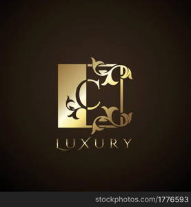Luxury Logo Letter C Golden Square Vector Square Frame Design Concept.