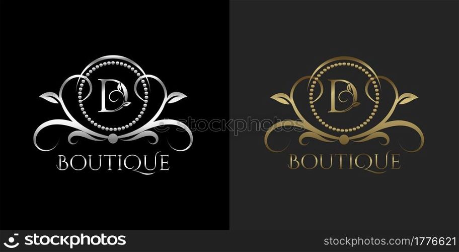 Luxury Logo Letter D Template Vector Circle for Restaurant, Royalty, Boutique, Cafe, Hotel, Heraldic, Jewelry, Fashion