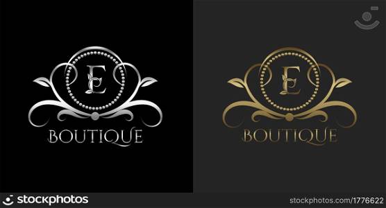 Luxury Logo Letter E Template Vector Circle for Restaurant, Royalty, Boutique, Cafe, Hotel, Heraldic, Jewelry, Fashion