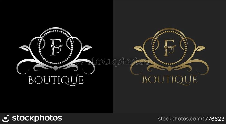 Luxury Logo Letter F Template Vector Circle for Restaurant, Royalty, Boutique, Cafe, Hotel, Heraldic, Jewelry, Fashion
