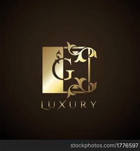 Luxury Logo Letter G Golden Square Vector Square Frame Design Concept.