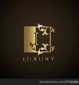 Luxury Logo Letter I Golden Square Vector Square Frame Design Concept.
