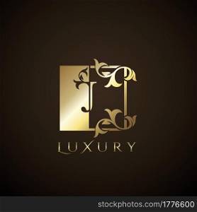 Luxury Logo Letter J Golden Square Vector Square Frame Design Concept.