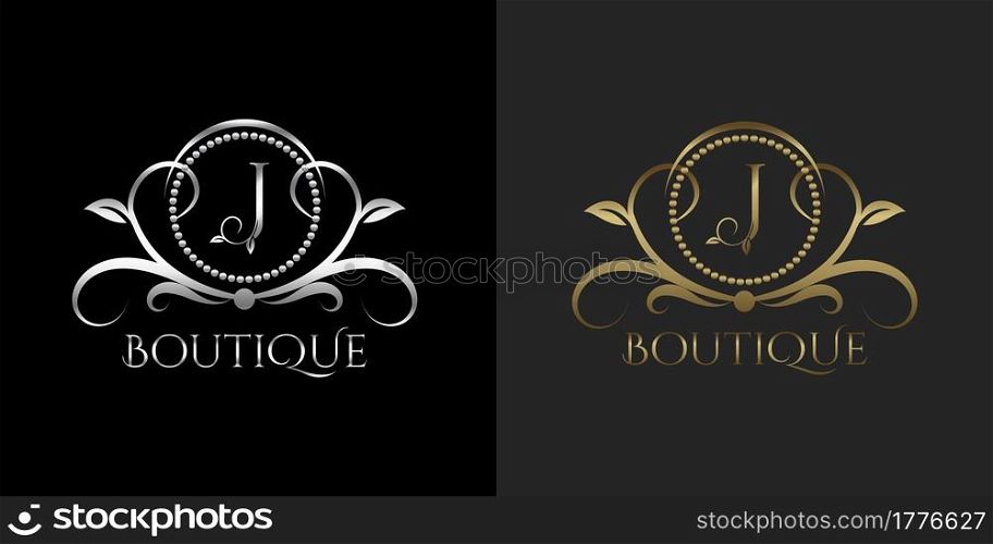 Luxury Logo Letter J Template Vector Circle for Restaurant, Royalty, Boutique, Cafe, Hotel, Heraldic, Jewelry, Fashion