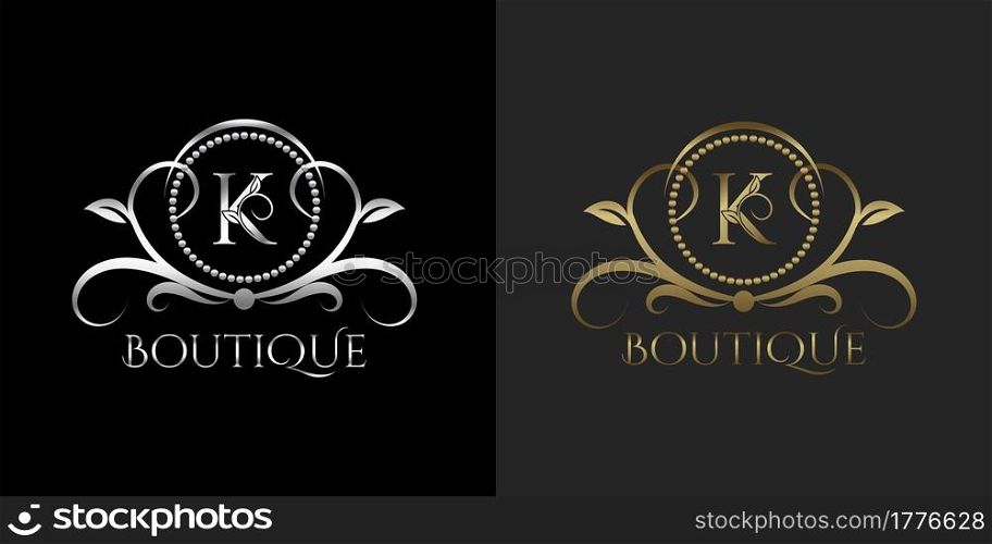 Luxury Logo Letter K Template Vector Circle for Restaurant, Royalty, Boutique, Cafe, Hotel, Heraldic, Jewelry, Fashion