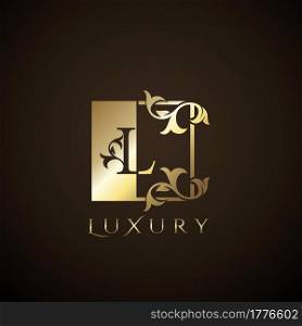 Luxury Logo Letter L Golden Square Vector Square Frame Design Concept.