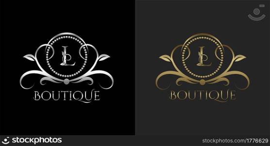 Luxury Logo Letter L Template Vector Circle for Restaurant, Royalty, Boutique, Cafe, Hotel, Heraldic, Jewelry, Fashion