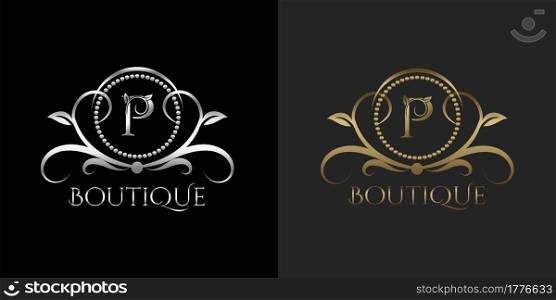 Luxury Logo Letter P Template Vector Circle for Restaurant, Royalty, Boutique, Cafe, Hotel, Heraldic, Jewelry, Fashion