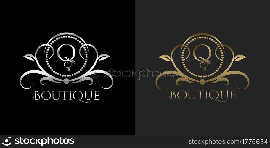 Luxury Logo Letter Q Template Vector Circle for Restaurant, Royalty, Boutique, Cafe, Hotel, Heraldic, Jewelry, Fashion