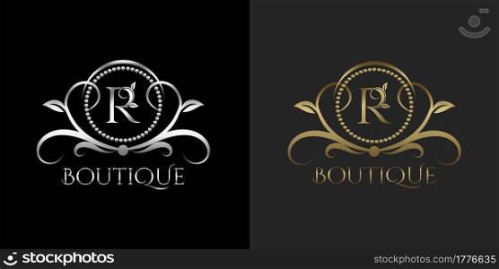 Luxury Logo Letter R Template Vector Circle for Restaurant, Royalty, Boutique, Cafe, Hotel, Heraldic, Jewelry, Fashion
