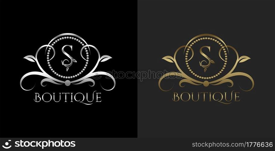 Luxury Logo Letter S Template Vector Circle for Restaurant, Royalty, Boutique, Cafe, Hotel, Heraldic, Jewelry, Fashion