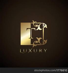 Luxury Logo Letter T Golden Square Vector Square Frame Design Concept.