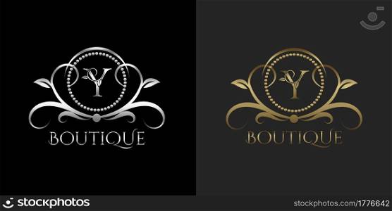 Luxury Logo Letter Y Template Vector Circle for Restaurant, Royalty, Boutique, Cafe, Hotel, Heraldic, Jewelry, Fashion