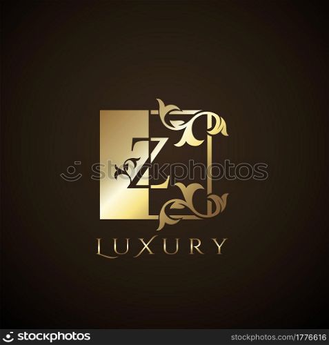 Luxury Logo Letter Z Golden Square Vector Square Frame Design Concept.
