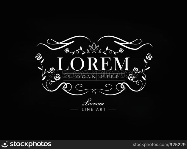 Luxury logos hand drawn frame label elegant flourishes calligraphy