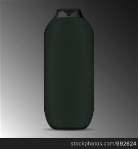 Luxury man cosmetic bottle ads. Mockup in military style colour for shampoo, shower gel, liquid soap. High quality 3d illustration.. Luxury man cosmetic bottle ads. Mockup in military