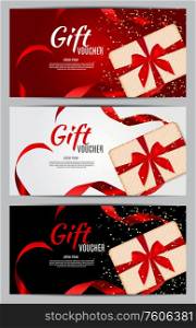Luxury Members, Gift Card Template for a festive gift card, coupon and certificate with ribbons and gift box for your Business Vector Illustration EPS10. Luxury Members, Gift Card Template for a festive gift card, coupon and certificate with ribbons and gift box for your Business Vector Illustration