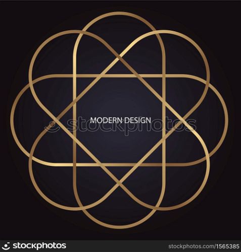 Luxury modern design in art deco style with golden ellipse on dark background