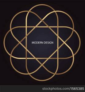 Luxury modern design in art deco style with golden ellipse on dark background