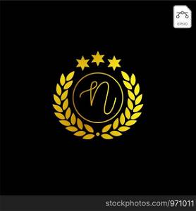 luxury n initial logo or symbol business company vector icon isolated