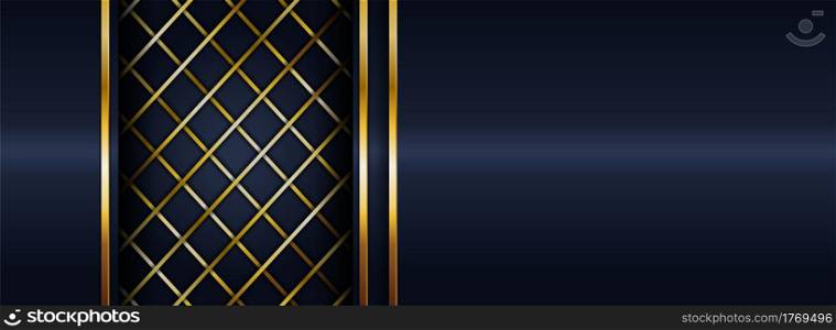 Luxury Navy Background with Golden Lines Combination. Graphic Design Element.