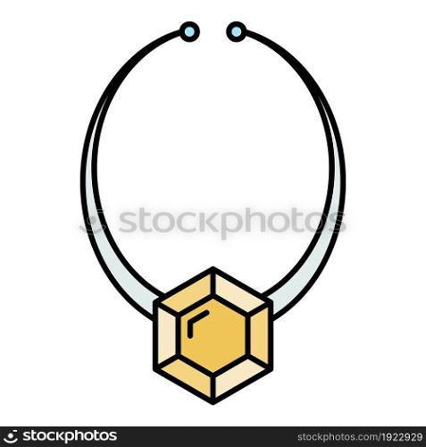 Luxury necklace icon. Outline luxury necklace vector icon color flat isolated on white. Luxury necklace icon color outline vector