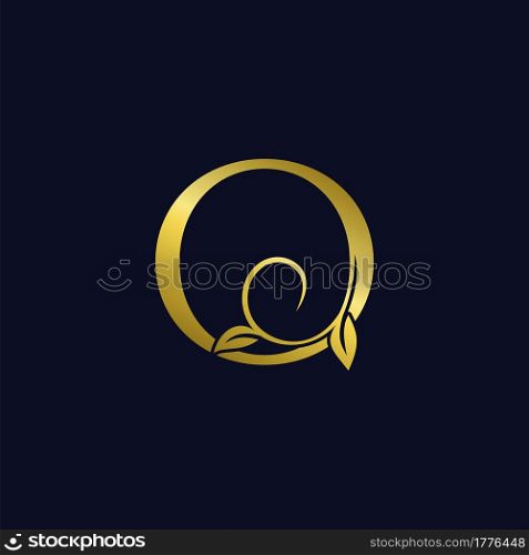 Luxury O Initial Letter Logo gold color, vector design concept ornate swirl floral leaf ornament with initial letter alphabet for luxury style.