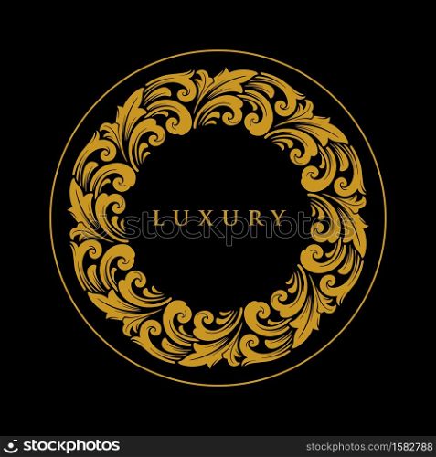 Luxury Ornament Circle Gold Logo Emblem for your business elegant trendy