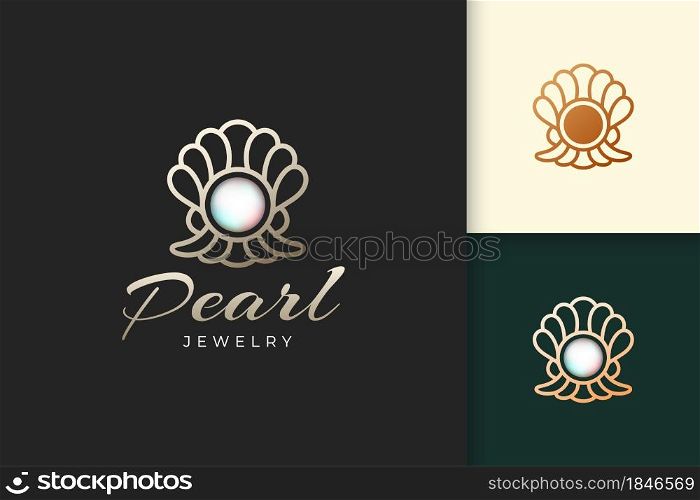 Luxury pearl logo represent jewelry or gem fit for hotel or restaurant