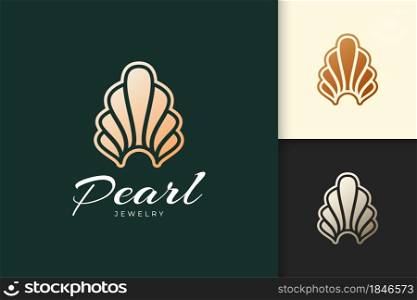 Luxury pearl or clam logo represent jewelry or gem fit for beauty care or cosmetic brand