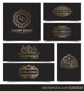 Luxury Products Labels Design Set. Luxury products labels design set with royal brand symbols flat isolated vector illustration