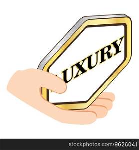 Luxury quality icon isometric vector. Luxury quality sign in human hand icon. Choice concept. Luxury quality icon isometric vector. Luxury quality sign in human hand icon