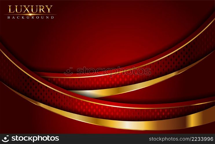 Luxury Red Background and Golden Lines Combination. Graphic Design Element.