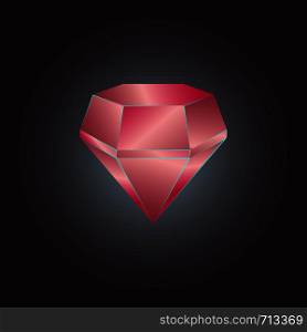 Luxury red crystal gemstone. Modern vector illustration for concept design. Luxury red crystal gemstone.Vector illustration.
