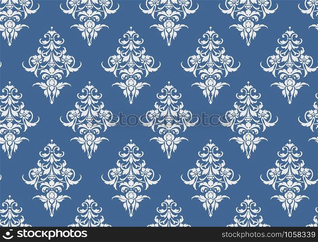Luxury seamless pattern floral wallpaper, Blue and White vector pattern for design