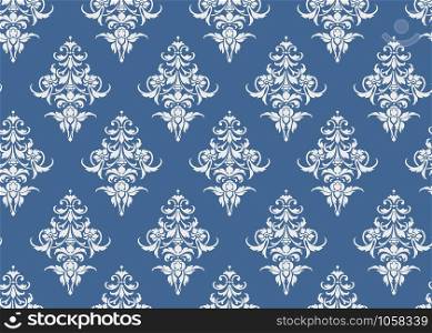 Luxury seamless pattern floral wallpaper, Blue and White vector pattern for design