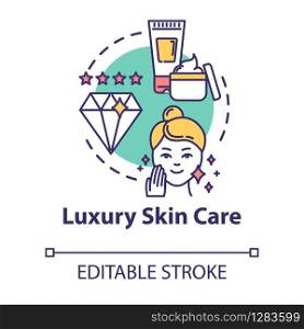 Luxury skin care, cosmetology concept icon. Professional cosmetic products, high quality, beauty idea thin line illustration. Vector isolated outline RGB color drawing. Editable stroke